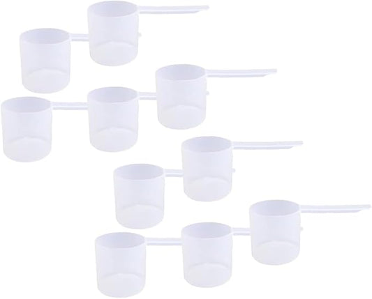 67 mL Plastic Measuring Packaging Scoop (=67 cc/ = 4.53 Tablespoon/ = 2.36 fl oz/ = 0.28 Cup), Long Handle - to Measure and Dispense Spices, Granules, Powders, for Seeds Packing (10)