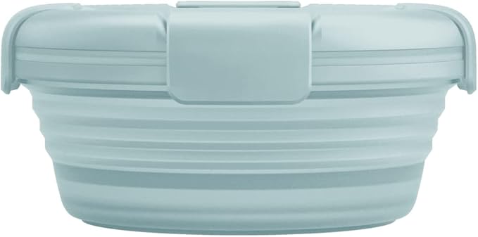 STOJO Collapsible Bowl - Translucent Aquamarine, 36oz - Reusable Silicone Bowl for Hot and Cold Food - Perfect for Travel, Meal Prep, To-Go Lunch, Camping & Hiking - Microwave & Dishwasher Safe
