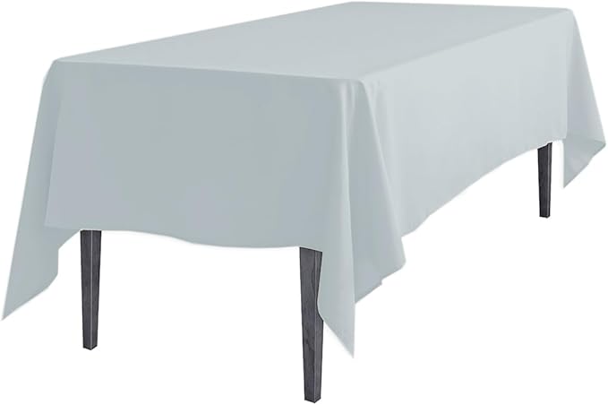 LinenTablecloth 60 x 102-Inch Rectangular Polyester Tablecloth Silver