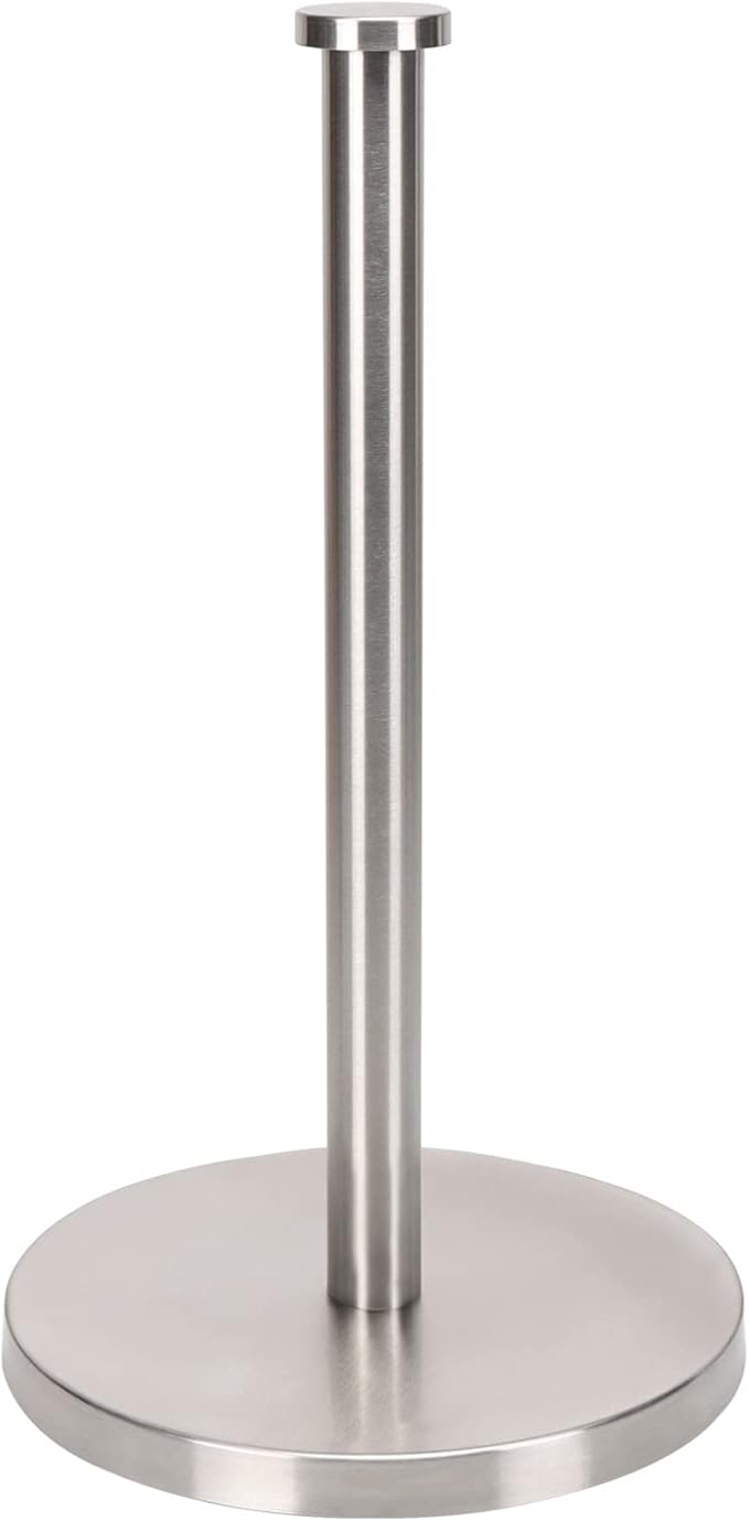 NearMoon Standing Paper Towel Holder, Kitchen Paper Towel Tissue Holder- for Bathroom Countertop, Standard or Jumbo-Sized Roll Paper (with Stainless Steel Base, Brushed Nickel)
