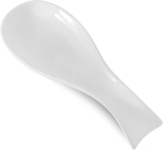 Hasense Spoon Rest for Stove Top, Cooking Spoon Holder for Kitchen Counter, Porcelain Utensil Rest for Spatula, Ladle and Tong, Modern Classic Kitchen Coffee Bar Decor, White