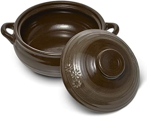 Dolsot Korean Stone Bowl Clay Pots For Cooking Korean Pot Ceramic Cooking Pot Korean Stone Bowl Onggi Kimchi Stone Donabe Crazy Claypot Ttukbaegi With Lid 뚝배기 (large 34oz)