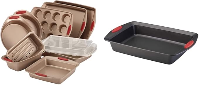 Rachael Ray Cucina and Yum-o! Nonstick Bakeware Set with Cookie Sheets, Cake Pans, and More, 11 Pieces