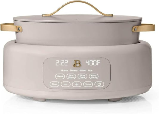 Beautiful 10-in-1 6Qt Electric Multi-Cooker with 7 Presets,Oven-Safe Pot & Lid,Sauté, Steam,Slow Cook,Slow Cooker, Simmer,Rice & More,Touch Display,Dishwasher Safe,Serves Up to 7(Porcini Taupe)