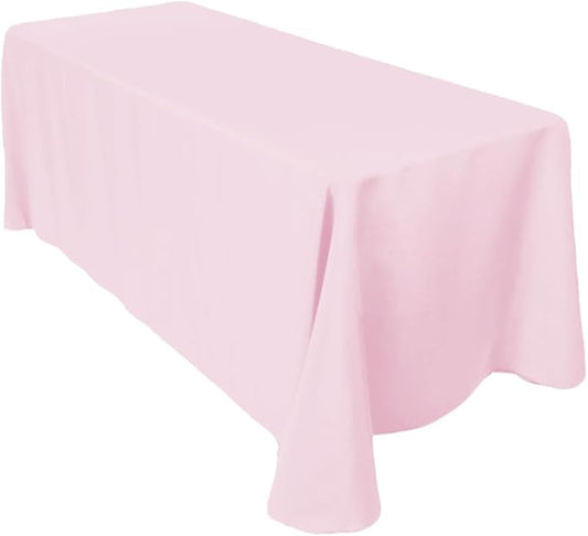 LinenTablecloth 90 x 156-Inch Rectangular Polyester Tablecloth with Rounded Corners, Pink