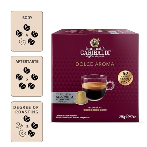 Gran Caffè Garibaldi Espresso Pods, Italian Roasted Coffee, Compatible Nespresso Original Line Machines, Nitrogen Flushed, Intense Aroma, Full-Bodied Crema - Dolce Aroma 200 Aluminum Cups