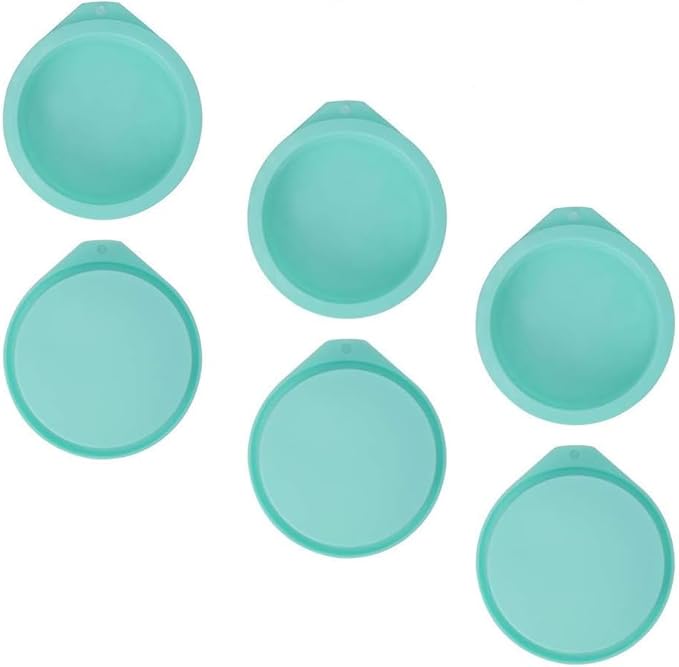 6-Pack Silicone Cake Molds 4 Inch Round Cakes Pans Green Baking Pan Set Silicone Baking Mold DIY Rainbow Cakes and Round Resin Coaster Molds, 0.8 Inch Deep (Green)