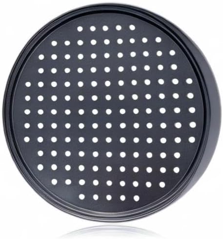 Pizza Pan With Holes, 2 Pack Carbon Steel Perforated Non-Stick Tray Tool Crispy 12inch Round for Home Kitchen