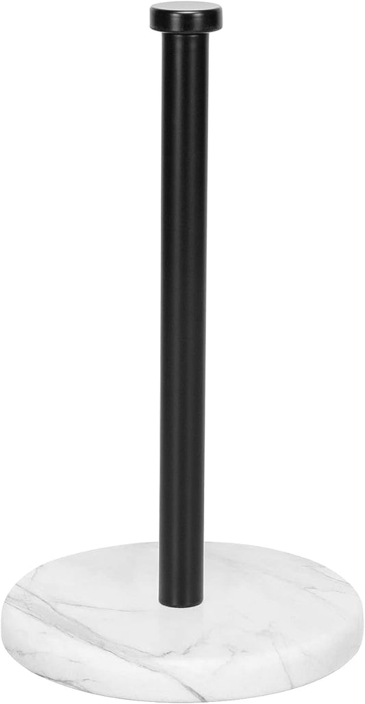 NearMoon Standing Paper Towel Holder, Kitchen Paper Towel Tissue Holder- for Bathroom Countertop, Standard or Jumbo-Sized Roll Paper (with Marble Base, Matte Black)