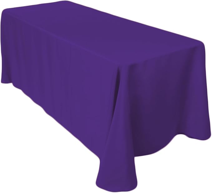 LTC LINENS Tablecloth 90 x 156-Inch Rectangular Polyester Tablecloth with Rounded Corners, Purple, (90156-010185)
