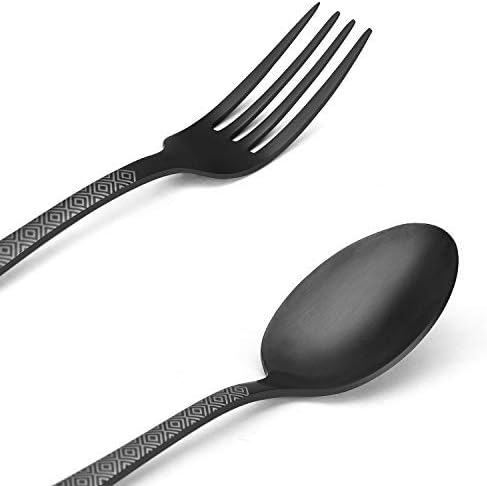 Matte Black Silverware Set,SHARECOOK Satin Finish 40-Piece Stainless Steel Flatware Set,Kitchen Utensil Set Service for 8,Tableware Cutlery Set for Home and Restaurant, Dishwasher Safe