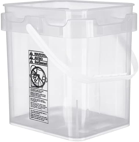 House Naturals 4 Gallon Food Grade Plastic Square clear bucket pail with lid container (Pack of 3) Made in USA- BPA Free