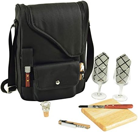 Personalized Picnic at Ascot Deluxe Wine Carrier with Glass Wine Glasses and Accessories for Two