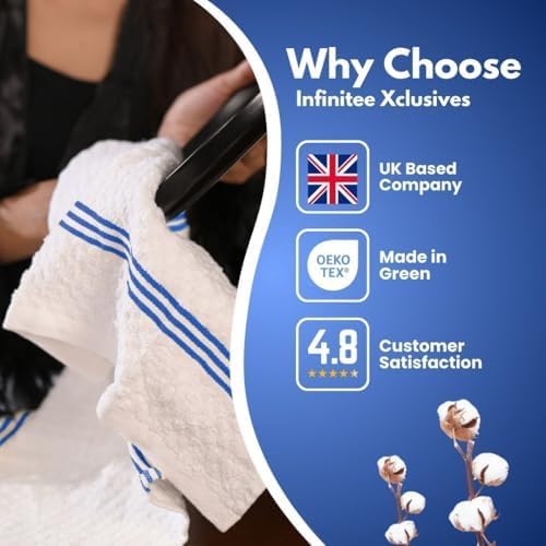 Infinitee Xclusives Premium Kitchen Towels - [Pack of 12] 100% Cotton Kitchen Hand Towels (15 x 25 Inches) - Dish Towels for Kitchen |Mighty Blue|