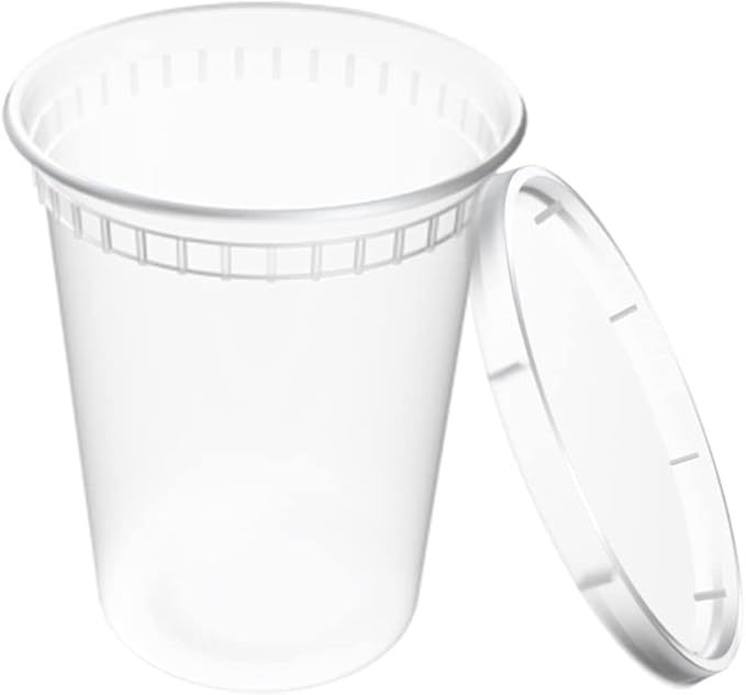 EDI [32 OZ, 40 Sets] Plastic Deli Food Storage Containers with Airtight Lids | Microwave-, Freezer-, Dishwasher-Safe | BPA Free | Heavy-Duty | Meal Prep | Leakproof | Recyclable