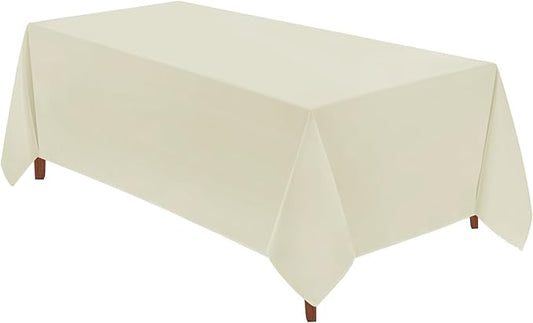 VidaFete Tablecloth 90 * 132inch Rectangle Table Cloth Polyester, Stain Wrinkle Resistant Polyester Dining Table Cover for Kitchen Dinning Party Wedding Rectangular Tabletop Buffet Decoration(Ivory)