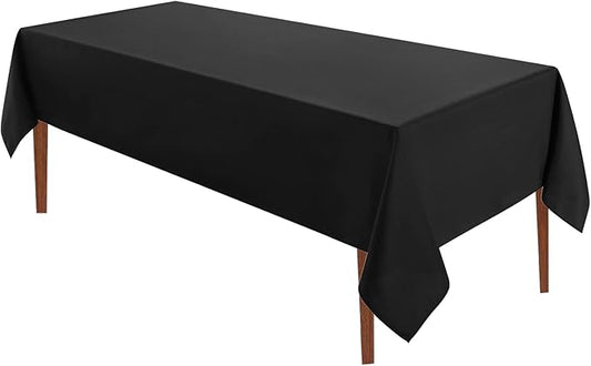 VidaFete 60*84inch Rectangle Tablecloth Polyester Table Cloth，Stain Resistant and Wrinkle Polyester Dining Table Cover for Kitchen Dinning Party Wedding Rectangular Tabletop Buffet Decoration(Black)