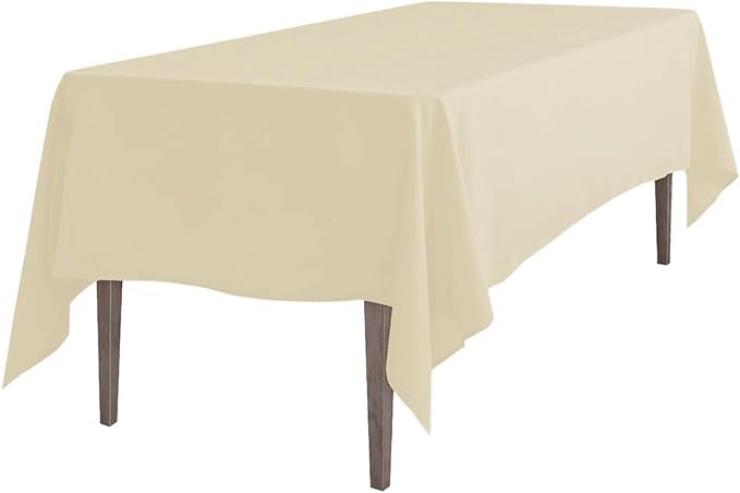 LTC LINENS Rectangular Tablecloth Beige - 70x120 Inch Rectangle Table Cloth for 6-8 ft Table - Wrinkle Resistant Polyester Cloth for Party, Banquet