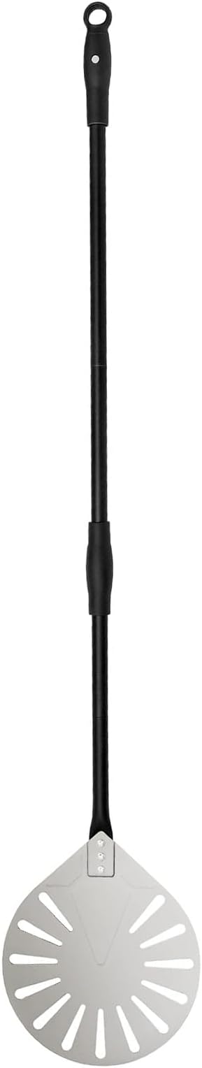 G.a HOMEFAVOR 9" x 10" Perforated Pizza Peel 47 Inch overall, Rectangular Aluminum Pizza Turning Peel with Extended Silcone Handle for Baking Pizza Brick Oven