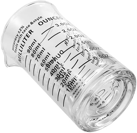 Ackers 3oz/90ml Glass Measuring Cup – Shot Glass with Double Scale-Ounce,Ml Markings for Kitchen & Bar(Pack of 2)