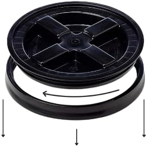 House Naturals 5 Gal Plastic Buckets Food Grade BPA Free Made in USA pails with Screw On Gasket Lids - Pack of 3 - Yellow Green Red