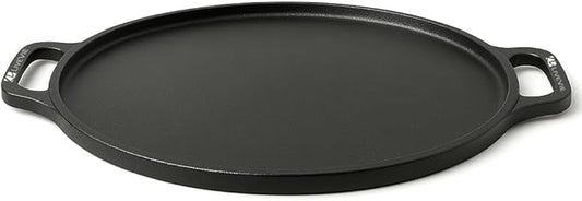 Cast Iron Griddle Pan (Tawa) 12-Inch with Dual Handles, Pre-Seasoned Flat Skillet for Flatbreads, Pancakes, Crepes, Eggs, Durable Cookware for Gas, Electric