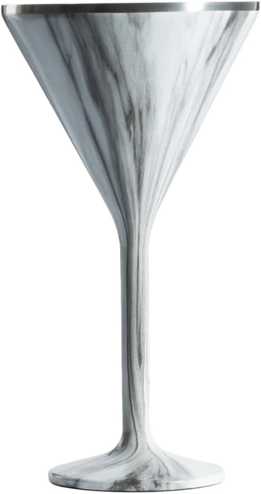 NEWPORT Stemware Collection Premium Vacuum Insulated Stainless Steel Martini Glasses, Lightweight Margarita Glasses, Unbreakable & Drinks Stay Cold, Non-Slip Base, Cocktail Glasses, 8oz, Marble