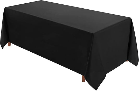 VidaFete Tablecloth 90 * 156inch Rectangle Table Cloth Polyester, Stain Wrinkle Resistant Polyester Dining Table Cover for Kitchen Dinning Party Wedding Rectangular Tabletop Buffet Decoration(Black)