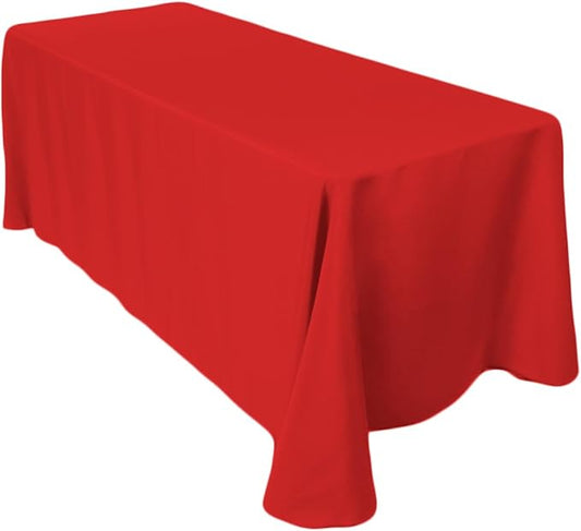 LinenTablecloth 90 x 156-Inch Rectangular Polyester Tablecloth Red