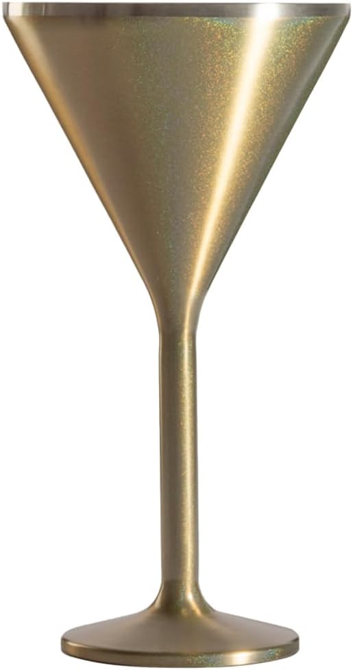 NEWPORT Stemware Collection Premium Vacuum Insulated Stainless Steel Martini Glasses, Lightweight Margarita Glasses, Unbreakable & Drinks Stay Cold, Non-Slip Silicon Base, Cocktail Glasses, 8oz, Gold