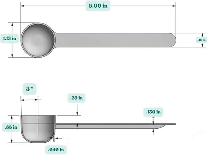 2 Teaspoon (2/3 Tablespoon | 10 mL) Long Handle Rounded Scoop for Measuring Coffee, Pet Food, Grains, Protein, Spices and Other Dry Goods (Pack of 25)
