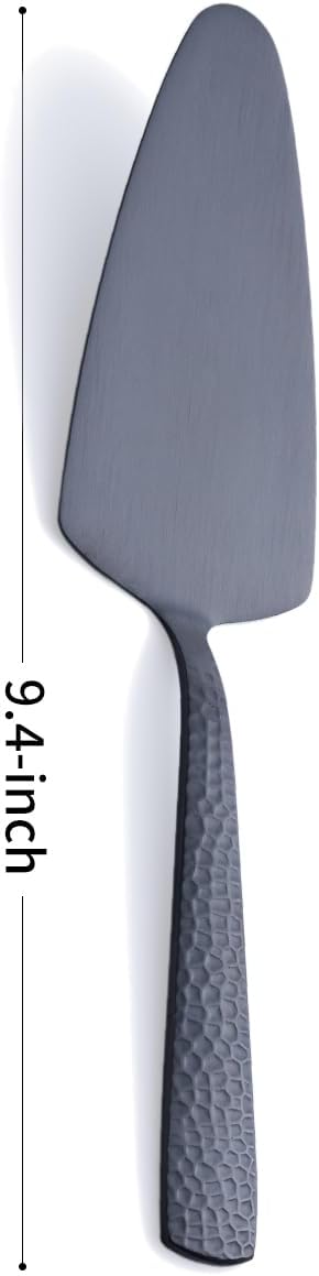 Matte Black Cake Pie Server, 9.4-inch Stainless Steel Heavy Duty Pizza Spatula, Satin Finish, Set of 3
