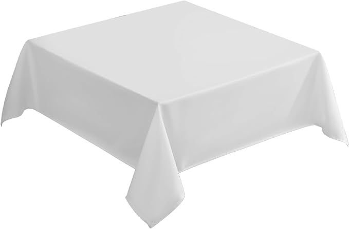 VidaFete Square Tablecloth 52 x 52 Inch Tablecloths Stain Wrinkle Resistant Polyester Dining Table Cover for Kitchen Dinning Party Wedding Rectangular Tabletop Buffet Decoration(White)