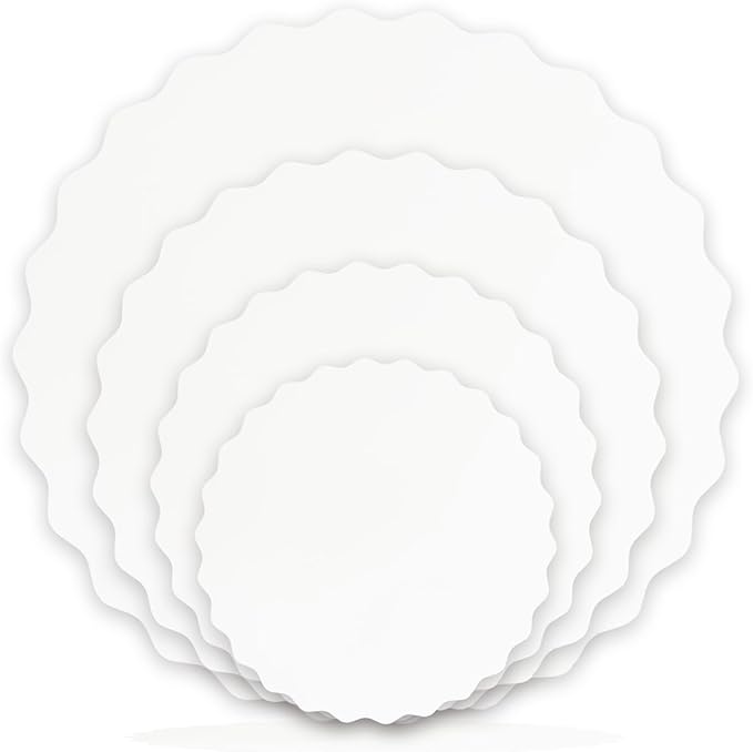 qiqee 6 Inch White Wave Cake Boards Round 15-Packs Circles Rounds Base Food-Grade Cardboard Wave Cake Plate（Thinner But Stronger）