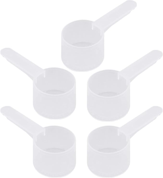 18 mL Plastic Measuring Packaging Scoop (= 3.7 teaspoon/ = 18 cc/ = 0.61 fl oz), Medium Handle - to Measure and Dispense Spices, Granules, Powders, for Seeds Packing (5)