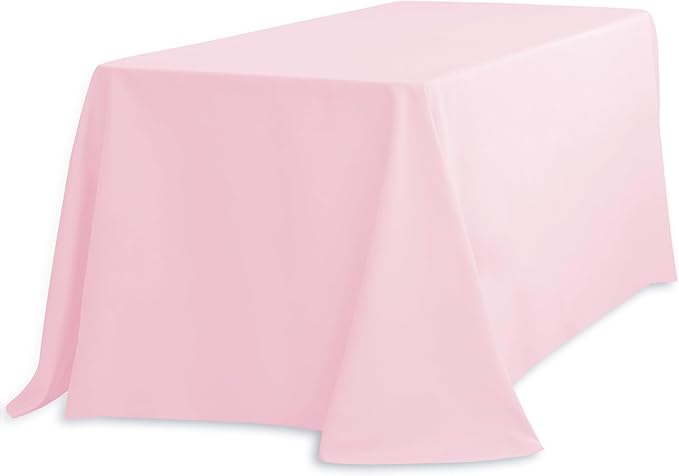 LinenTablecloth 90 x 132-Inch Rectangular Polyester Tablecloth with Rounded Corners, Pink