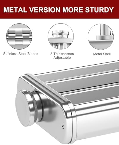 3IN1 Pasta Maker Attachment for All KitchenAid Mixers, Kitchen aid Pasta Attachment Includes Pasta Sheet Roller, Spaghetti Cutter & Fettuccine Cutter, with Cleaning Brush
