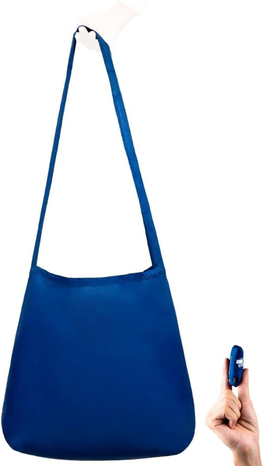 Nanobag Ultra-Lightweight Foldable Sling for Women & Men, Reusable Grocery & Travel Bag, Packable Collapsible Compact Market Crossbody (Sling Navy)