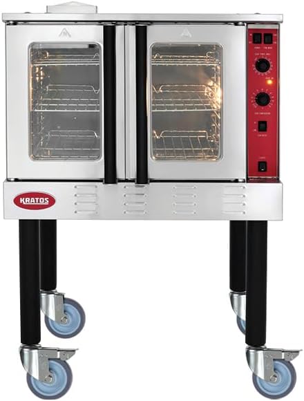 Kratos Commercial Convection Oven, Liquid Propane Powered Full Size Single Deck Freestanding Oven, 54,000 BTU, Stainless Steel