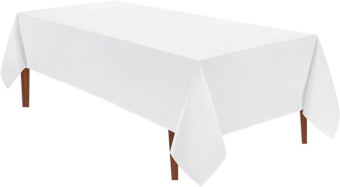 VidaFete Tablecloth 60 * 120inch 1pack Rectangle Table Cloth Polyester, Stain Wrinkle Resistant Dining Table Cover for Kitchen Dinning Party Wedding Rectangular Tabletop Buffet Decoration(White)