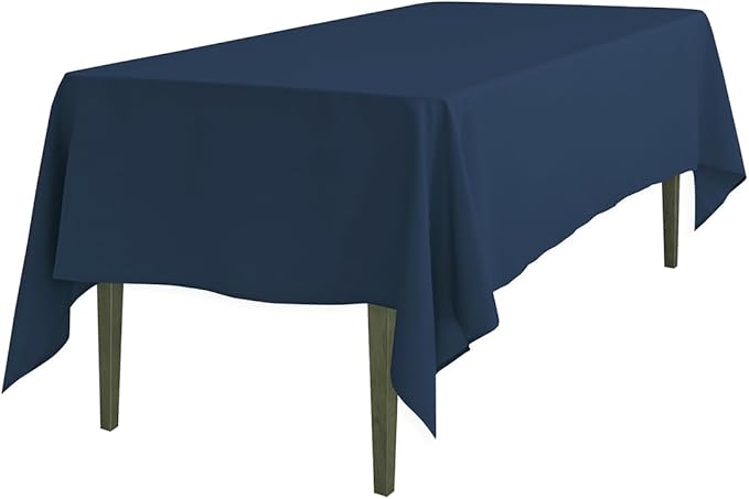 LinenTablecloth 60 x 102-Inch Rectangular Polyester Tablecloth Navy Blue