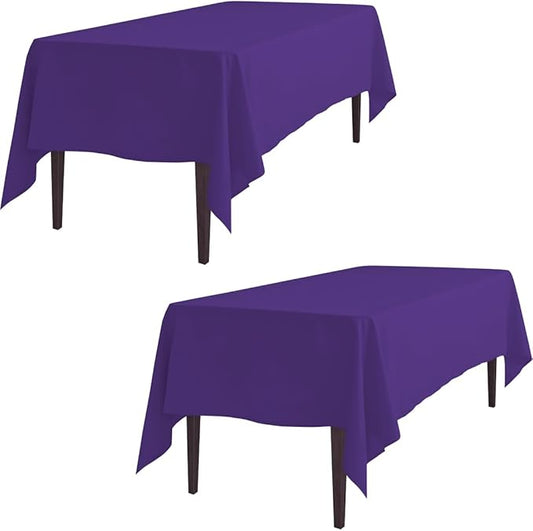 LTC LINENS 2 Pack Purple Rectangular Tablecloths 60 x 126 Inches for 8 Feet Rectangle Banquet Tables with Half-Drop - Stain and Wrinkle Resistant Polyester Fabric Cloth Table Covers for Party, Wedding