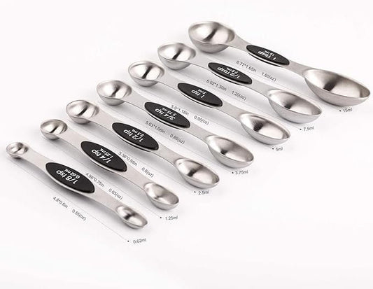 Magnetic Measuring Spoons Set Stainless Steel with Leveler, Stackable Metal Tablespoon Measure Spoon for Baking, Cups and Spoon Set Kitchen Gadgets Apartment Essentials