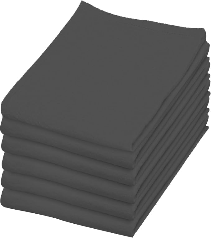 Flour Sack Towels 100% Cotton Dish Towel Reusable Baking Cloth for Bread Dough, Baguettes, Ciabatta, Machine Washable, Kitchen Towels for Cleaning – Set of 6 (18"x28") - Charcoal