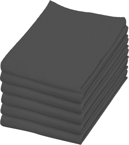 Flour Sack Towels 100% Cotton Dish Towel Reusable Baking Cloth for Bread Dough, Baguettes, Ciabatta, Machine Washable, Kitchen Towels for Cleaning – Set of 6 (18"x28") - Charcoal