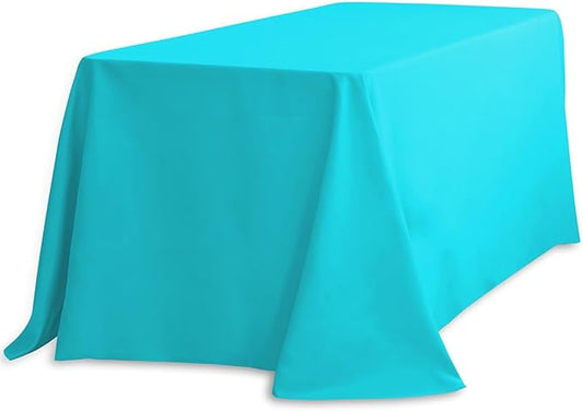 LinenTablecloth 90 x 132-Inch Rectangular Polyester Tablecloth with Rounded Corners, Turquoise