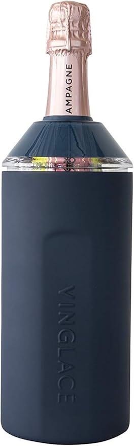 Personalized Vinglacé Wine & Champagne Bottle Chiller - A Unique Customized Gift for Wine Lovers (Navy)