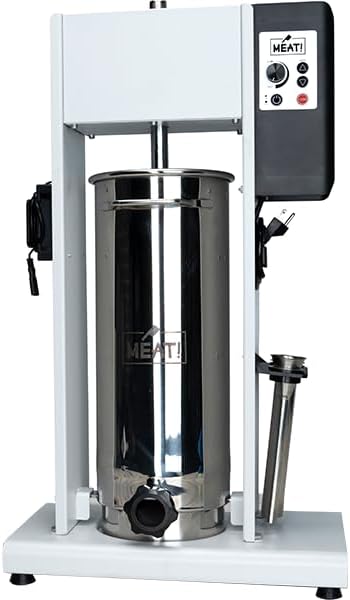 25 Pound Vertical Motorized Sausage Stuffer with Stainless Steel Gears, Ergonomic Handle, and a Stuffing Kit with 3 Stuffing Tubes for Sausage Stuffing