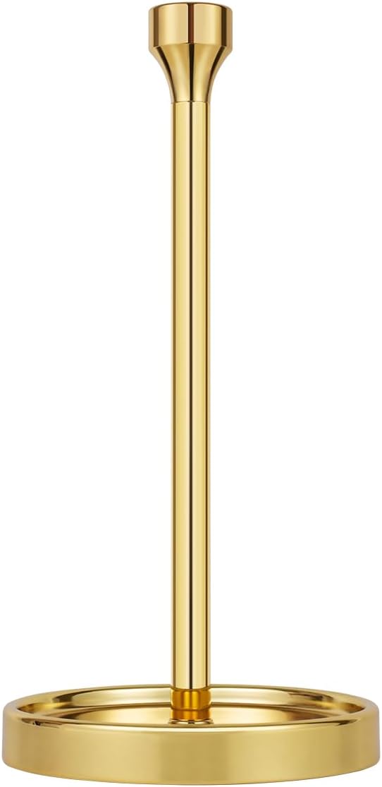 Ivilon Countertop Paper Towel Holder - Modern Bell End Minimalist Design - Color Gold Polished