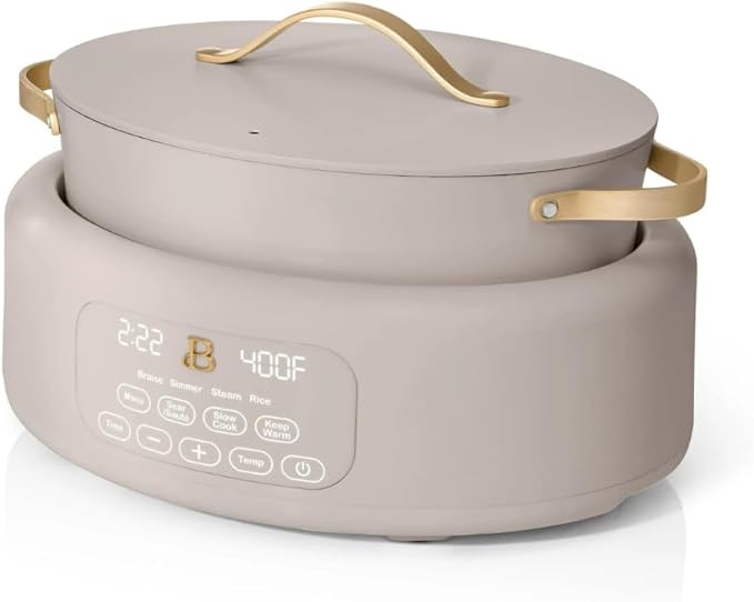 Beautiful 10-in-1 6Qt Electric Multi-Cooker with 7 Presets,Oven-Safe Pot & Lid,Sauté, Steam,Slow Cook,Slow Cooker, Simmer,Rice & More,Touch Display,Dishwasher Safe,Serves Up to 7(Porcini Taupe)